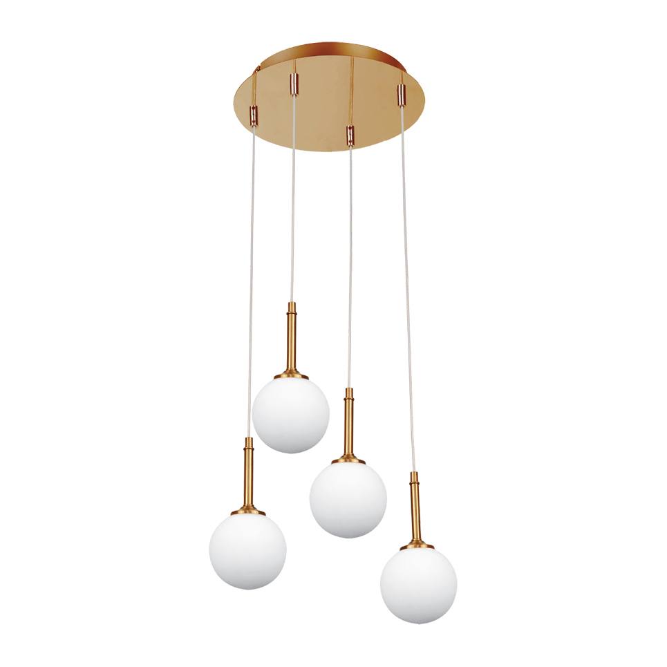 InLight Κρεμαστό φωτιστικό από χρυσαφί μέταλλο και λευκή οπαλίνα 4XG9 D:30cm (4016-4-ROSETTE)