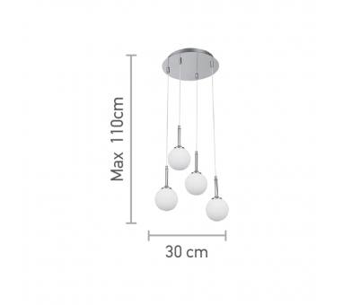 InLight Κρεμαστό φωτιστικό από χρυσαφί μέταλλο και λευκή οπαλίνα 4XG9 D:30cm (4016-4-ROSETTE)