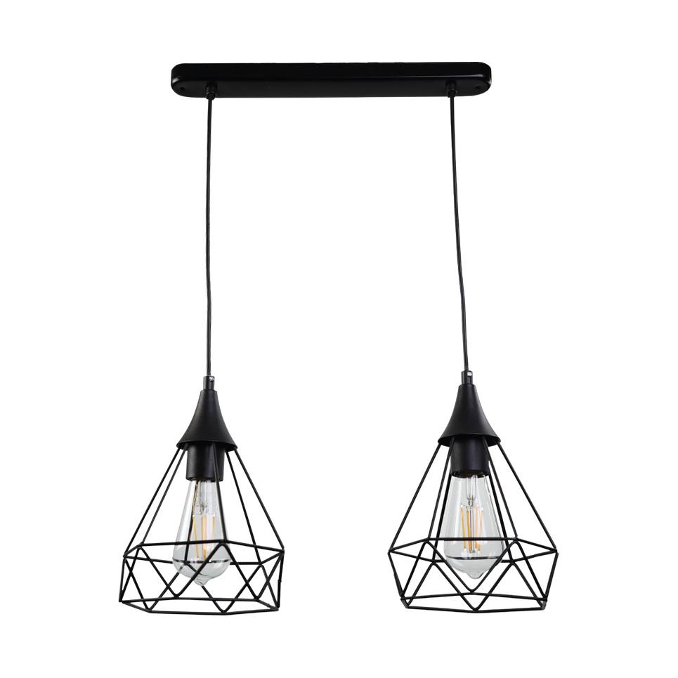 InLight Κρεμαστό φωτιστικό από μαύρο μέταλλο 2XE27 D:40cm (4024-2-BL-RAIL)