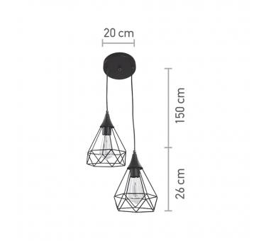 InLight Κρεμαστό φωτιστικό από μαύρο μέταλλο 2XE27 D:20cm (4024-2-BL-ROSETTE)