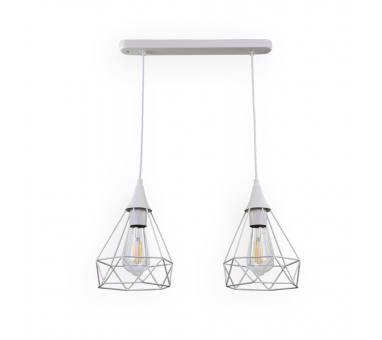 InLight Κρεμαστό φωτιστικό από λευκό μέταλλο 2XE27 D:40cm (4024-2-WH-RAIL)