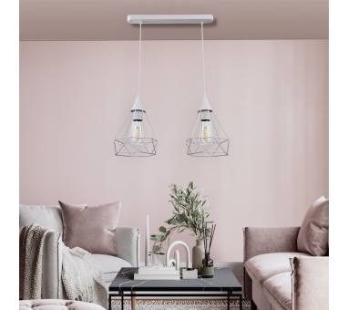 InLight Κρεμαστό φωτιστικό από λευκό μέταλλο 2XE27 D:40cm (4024-2-WH-RAIL)