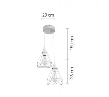 InLight Κρεμαστό φωτιστικό από λευκό μέταλλο 2XE27 D:20cm (4024-2-WH-ROSETTE)