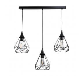 InLight Κρεμαστό φωτιστικό από μαύρο μέταλλο 3XE27 D:60cm (4024-3-BL-RAIL)