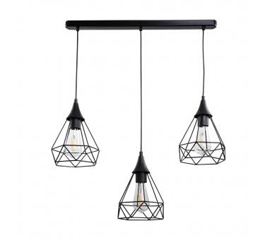 InLight Κρεμαστό φωτιστικό από μαύρο μέταλλο 3XE27 D:60cm (4024-3-BL-RAIL)