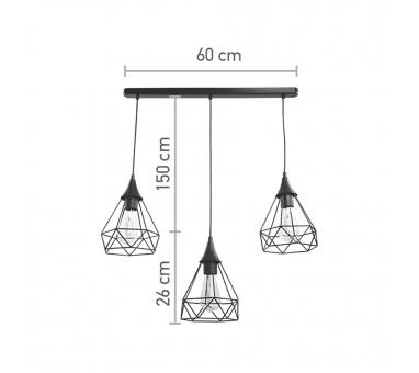 InLight Κρεμαστό φωτιστικό από μαύρο μέταλλο 3XE27 D:60cm (4024-3-BL-RAIL)