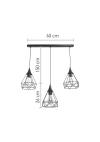 InLight Κρεμαστό φωτιστικό από μαύρο μέταλλο 3XE27 D:60cm (4024-3-BL-RAIL)