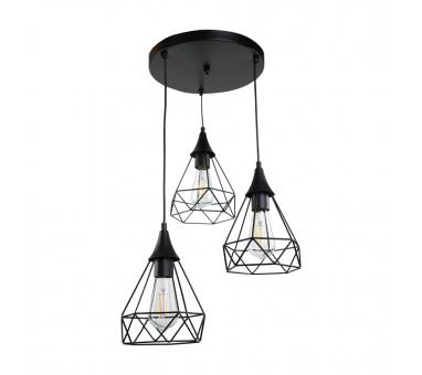 InLight Κρεμαστό φωτιστικό από μαύρο μέταλλο 3XE27 D: 30cm (4024-3-BL-ROSETTE)