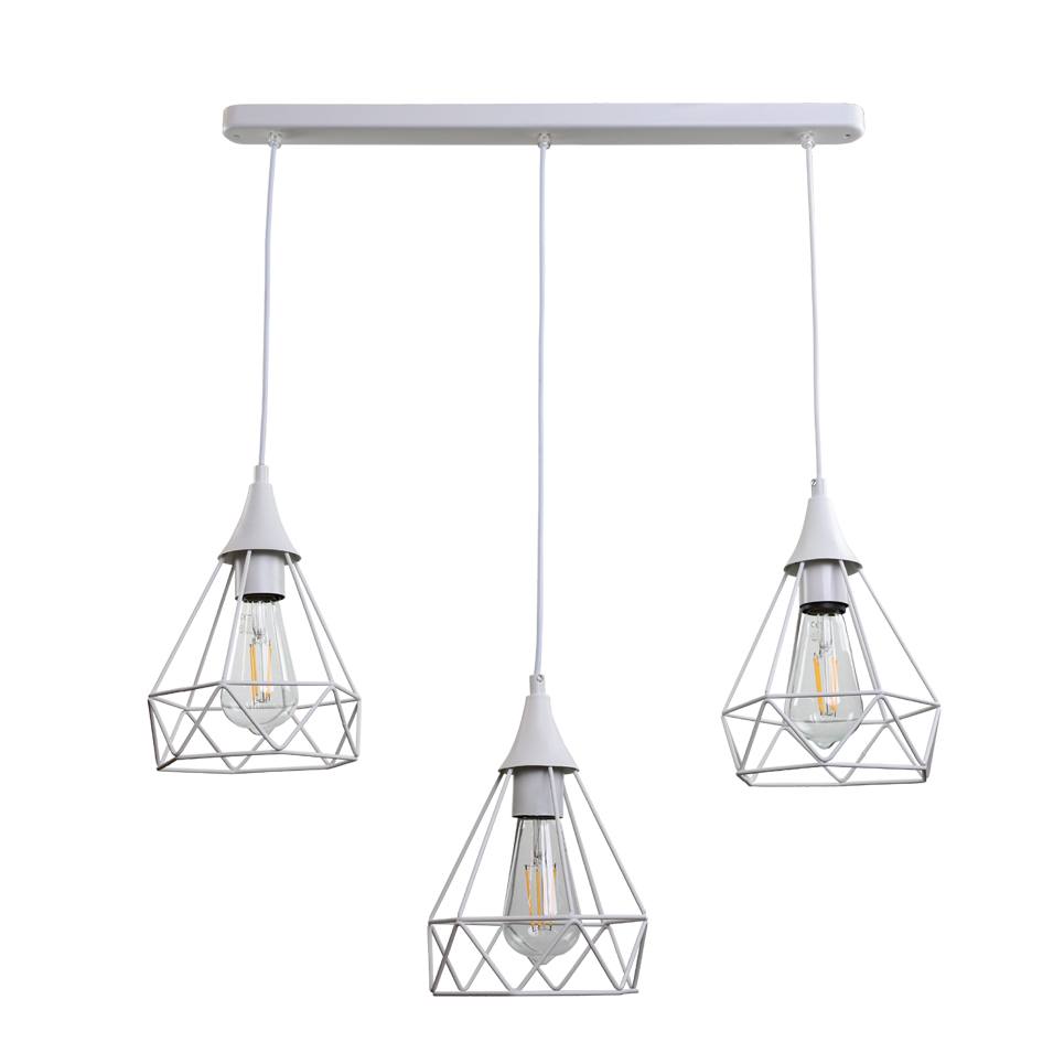 InLight Κρεμαστό φωτιστικό από λευκό μέταλλο 3XE27 D:60cm (4024-3-WH-RAIL)