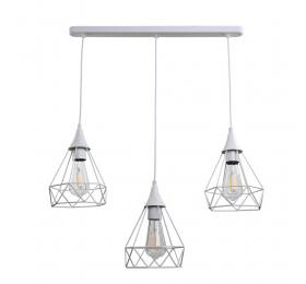 InLight Κρεμαστό φωτιστικό από λευκό μέταλλο 3XE27 D:60cm (4024-3-WH-RAIL)