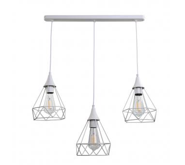 InLight Κρεμαστό φωτιστικό από λευκό μέταλλο 3XE27 D:60cm (4024-3-WH-RAIL)