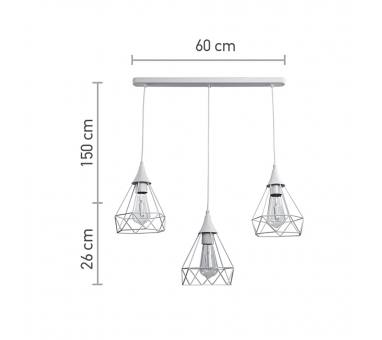 InLight Κρεμαστό φωτιστικό από λευκό μέταλλο 3XE27 D:60cm (4024-3-WH-RAIL)