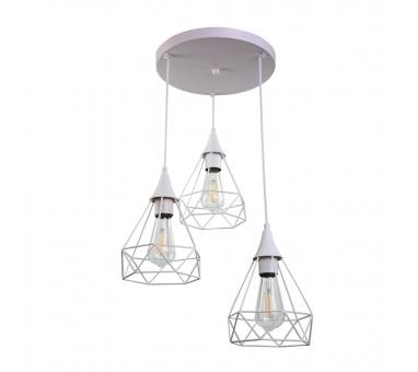 InLight Κρεμαστό φωτιστικό από λευκό μέταλλο 3XE27 D:30cm (4024-3-WH-ROSETTE)