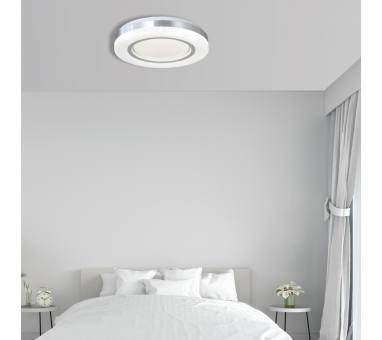 InLight Πλαφονιέρα οροφής LED 36W 3CCT από λευκό και ασημί ακρυλικό D:32cm (42016-C)