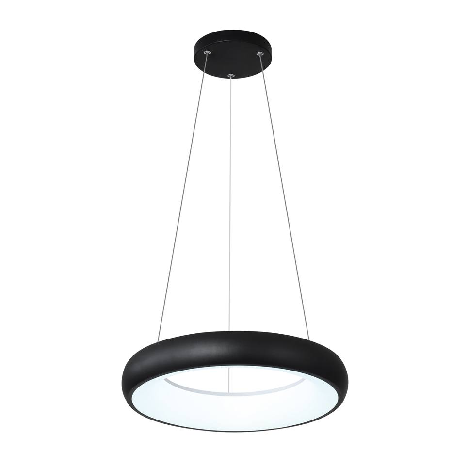 InLight Κρεμαστό φωτιστικό LED 54W 3CCT από μαύρο και λευκό ακρυλικό D:40cm (42023-B-Black)