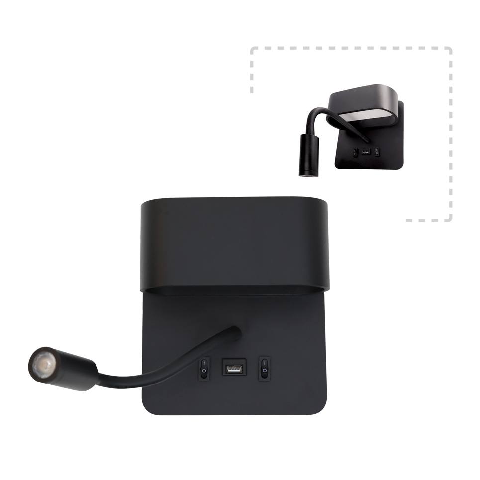 InLight Επιτοίχιο φωτιστικό LED 9W 3000K από μαύρο μέταλλο D:16cm (43036-BL)