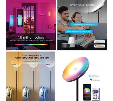 InLight Επιδαπέδιο φωτιστικό LED 24W RGB-CCT with controller από μαύρο μέταλλο και ακρυλικό D:170cm (45023)