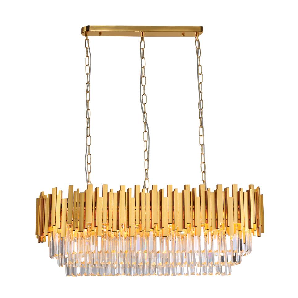 InLight Κρεμαστό φωτιστικό από χρυσαφί αλουμίνιο και κρύσταλλα 12XE14 D:100cm (6069-12)