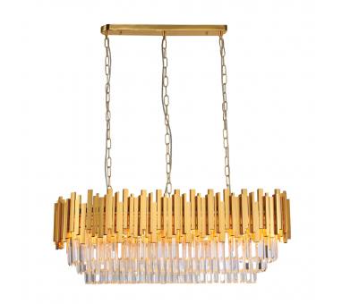 InLight Κρεμαστό φωτιστικό από χρυσαφί αλουμίνιο και κρύσταλλα 12XE14 D:100cm (6069-12)