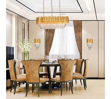 InLight Κρεμαστό φωτιστικό από χρυσαφί αλουμίνιο και κρύσταλλα 12XE14 D:100cm (6069-12)