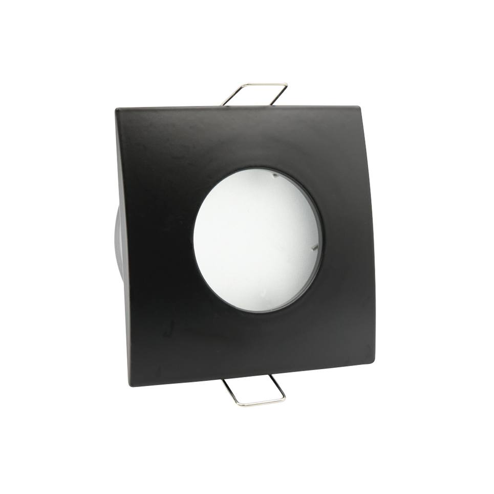 InLight Χωνευτό σποτ από μαύρο μέταλλο 1XGU10 IP44 D:8cm (Χ0009-BL)