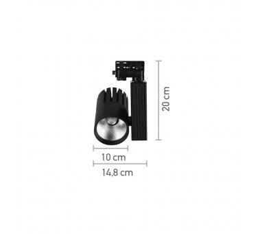 InLight Σποτ τριφασικής ράγας LED 10W 3000K σε μαύρη απόχρωση D:10cmX20cm (T00801-BL)