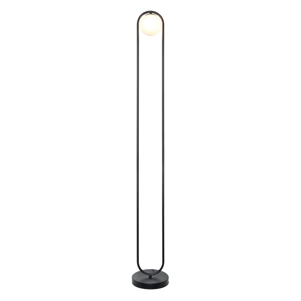 InLight Επιδαπέδιο φωτιστικό σε μαύρη απόχρωση και λευκή οπαλίνα 1XG9 D:160cm (45015-BL)