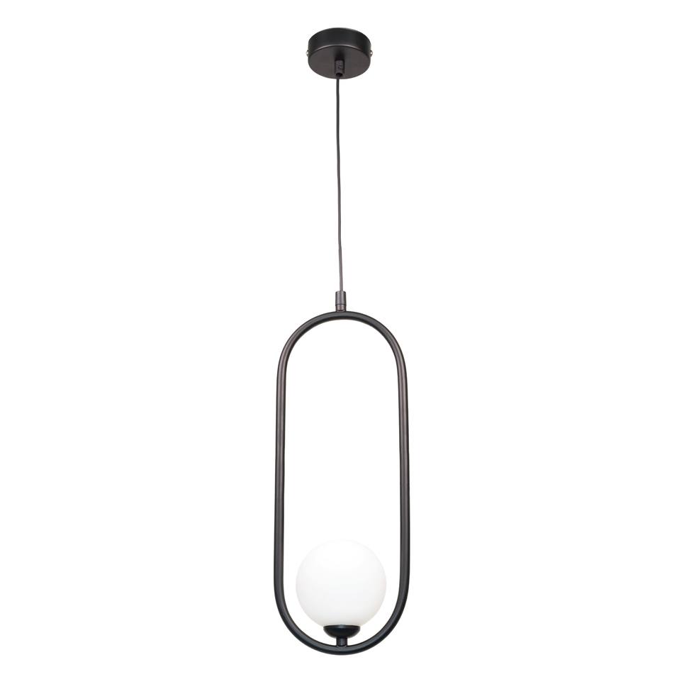 InLight Κρεμαστό φωτιστικό σε μαύρη απόχρωση και λευκή οπαλίνα 1XG9 D:40cm (4021-BL)