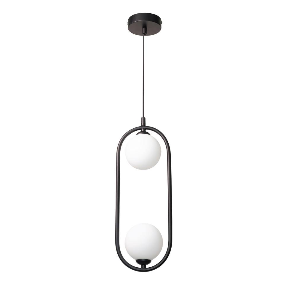 InLight Κρεμαστό φωτιστικό σε μαύρη απόχρωση και λευκή οπαλίνα 2XG9 D:40cm (4023-BL)