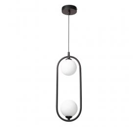 InLight Κρεμαστό φωτιστικό σε μαύρη απόχρωση και λευκή οπαλίνα 2XG9 D:40cm (4023-BL)