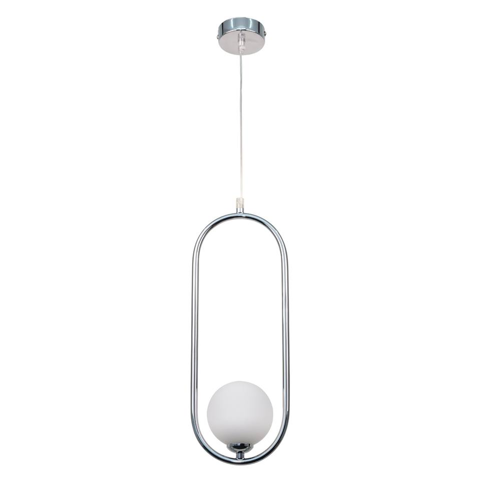 InLight Κρεμαστό φωτιστικό σε χρώμιο απόχρωση και λευκή οπαλίνα 1XG9 D:40cm (4022-CH)