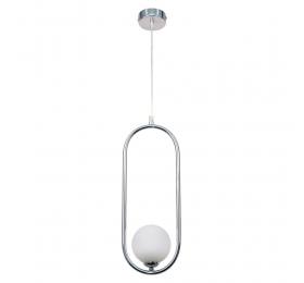 InLight Κρεμαστό φωτιστικό σε χρώμιο απόχρωση και λευκή οπαλίνα 1XG9 D:40cm (4022-CH)
