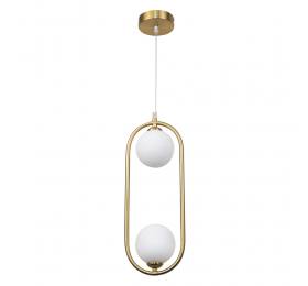 InLight Κρεμαστό φωτιστικό σε χρυσαφί χρώμα και λευκή οπαλίνα 2XG9 D:40cm (4023-GL)