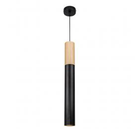 InLight Κρεμαστό φωτιστικό σε μαύρη απόχρωση και ξύλο 1XGU10 D:40cm (4017-BL)