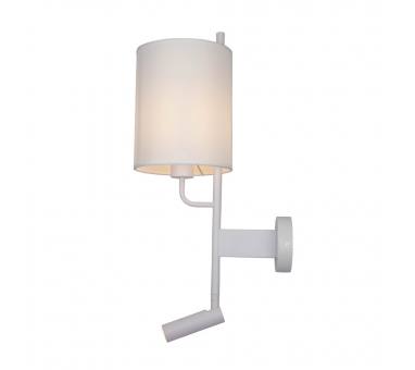 InLight Επιτοίχιο φωτιστικό LED 3W 3000K και 1ΧΕ27 σε λευκή απόχρωση με υφασμάτινο καπέλο (43028-WH)