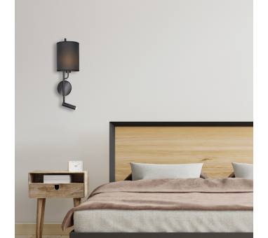 InLight Επιτοίχιο φωτιστικό LED 3W 3000K και 1ΧΕ27 σε λευκή απόχρωση με υφασμάτινο καπέλο (43028-WH)