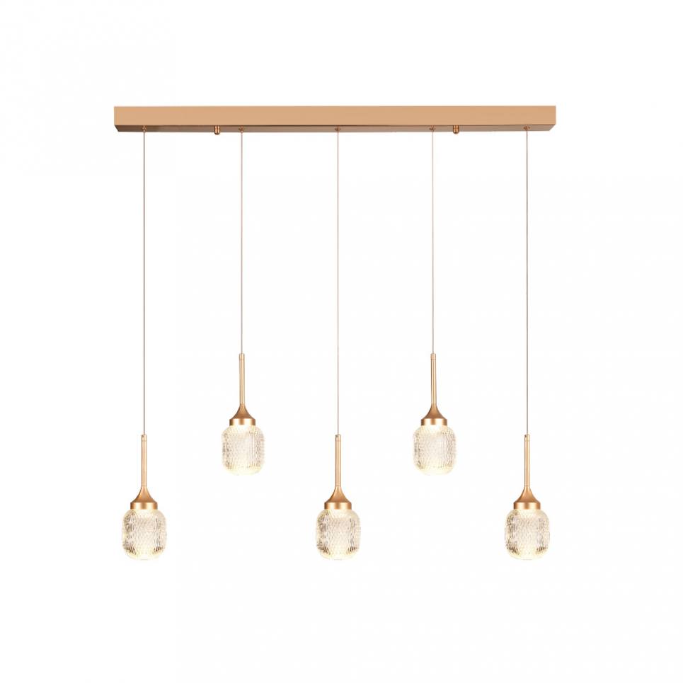 Inlight Κρεμαστό φωτιστικό LED 5*10W από χρυσαφί μέταλλο και ακρυλικό D:60x200cm (4077R-5-Golden)