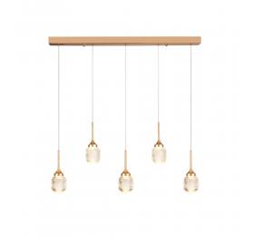 Inlight Κρεμαστό φωτιστικό LED 5*10W από χρυσαφί μέταλλο και ακρυλικό D:60x200cm (4077R-5-Golden)