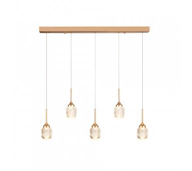 Inlight Κρεμαστό φωτιστικό LED 5*10W από χρυσαφί μέταλλο και ακρυλικό D:60x200cm (4077R-5-Golden)