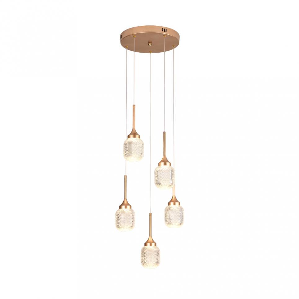 Inlight Κρεμαστό φωτιστικό LED 5*10W από χρυσαφί μέταλλο και ακρυλικό D:30x200cm (4077-5-Golden)