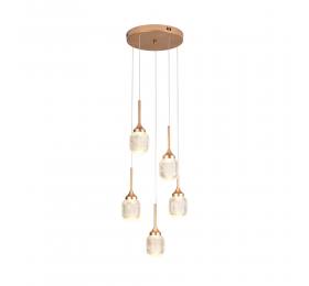 Inlight Κρεμαστό φωτιστικό LED 5*10W από χρυσαφί μέταλλο και ακρυλικό D:30x200cm (4077-5-Golden)