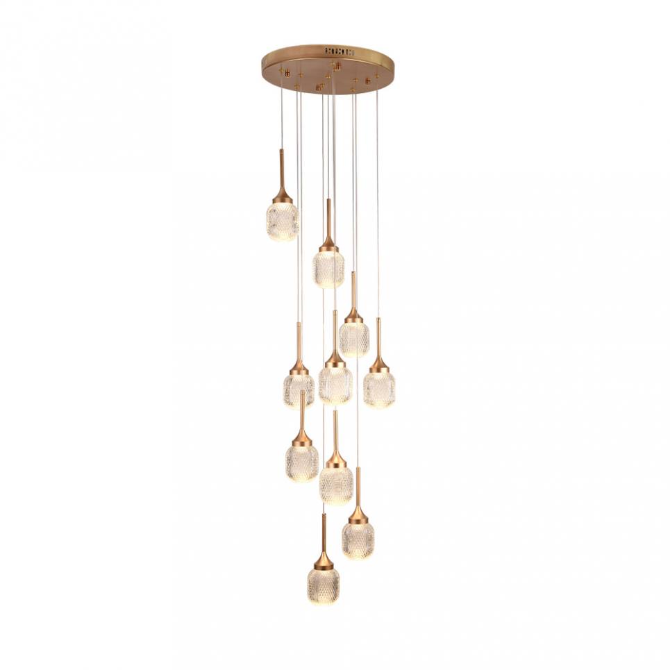 Inlight Κρεμαστό φωτιστικό LED 10*10W από χρυσαφί μέταλλο και ακρυλικό D:30x200cm (4077-10-Golden)