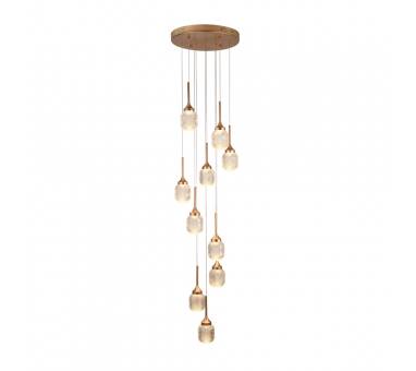 Inlight Κρεμαστό φωτιστικό LED 10*10W από χρυσαφί μέταλλο και ακρυλικό D:30x200cm (4077-10-Golden)