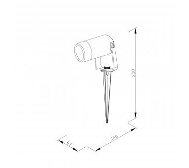 it-Lighting Erling 1xGU10 Outdoor Spike Light Black D:62x140x250mm (80600314)