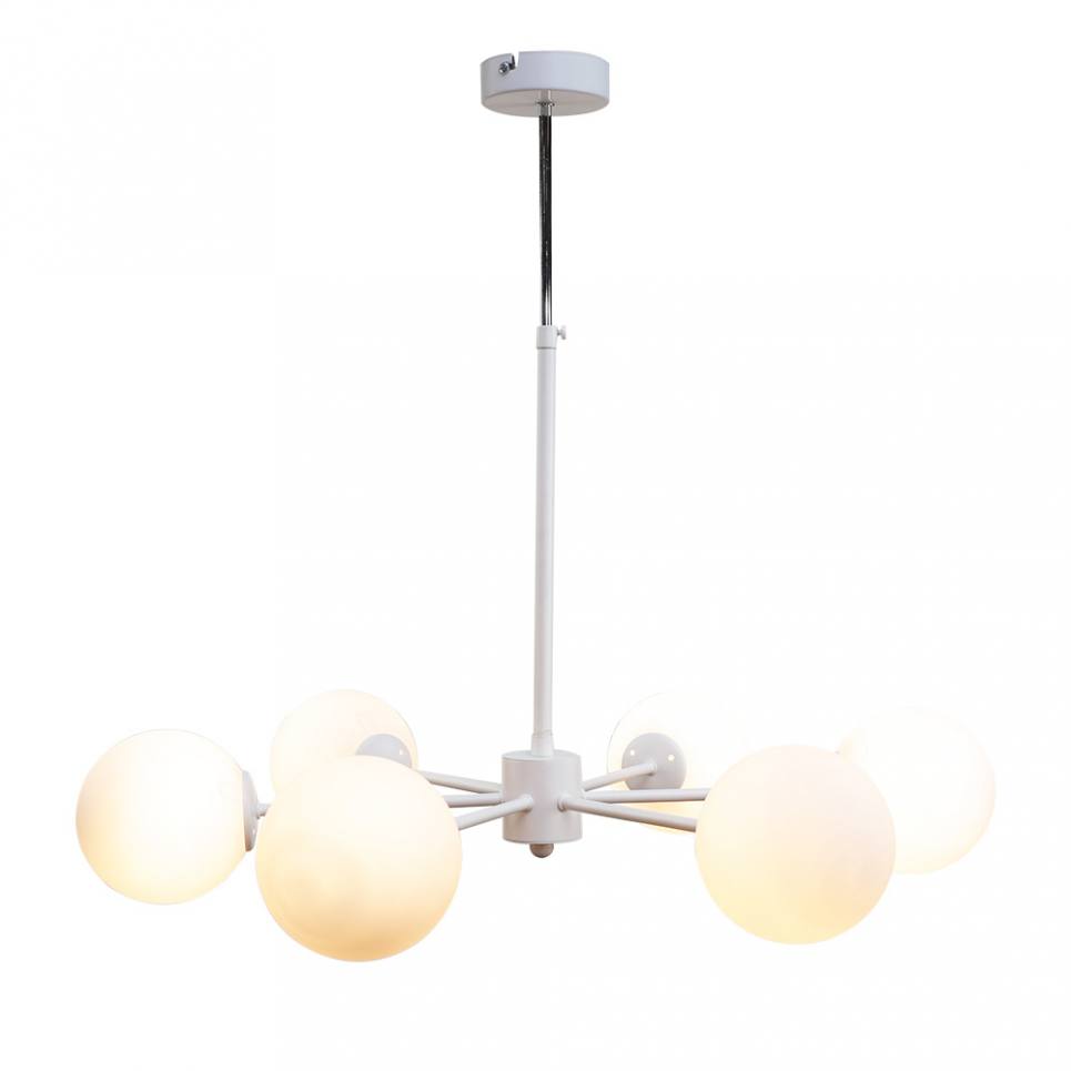 InLight Κρεμαστό φωτιστικό από λευκό μέταλλο και λευκή οπαλίνα 6XG9 D:70cm (5012-6)	