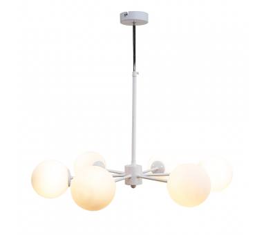 InLight Κρεμαστό φωτιστικό από λευκό μέταλλο και λευκή οπαλίνα 6XG9 D:70cm (5012-6)	