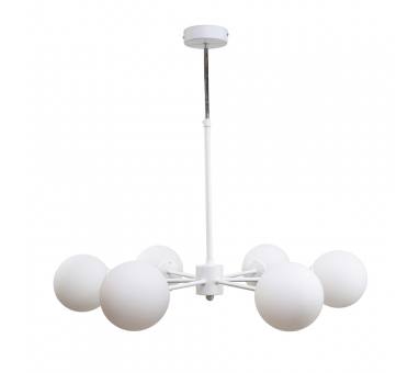 InLight Κρεμαστό φωτιστικό από λευκό μέταλλο και λευκή οπαλίνα 6XG9 D:70cm (5012-6)	