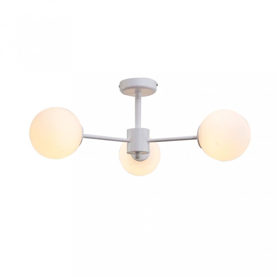 InLight Κρεμαστό φωτιστικό από λευκό μέταλλο και λευκή οπαλίνα 3XG9 D:50cm (5013-3)