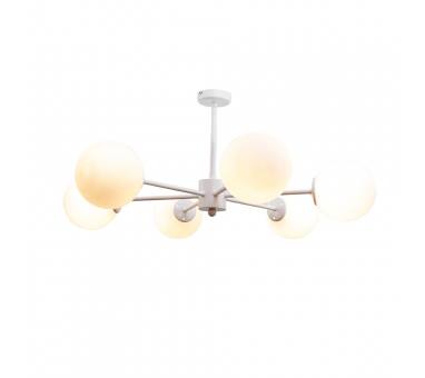 InLight Κρεμαστό φωτιστικό από λευκό μέταλλο και λευκή οπαλίνα 6XG9 D:70cm (5013-6)