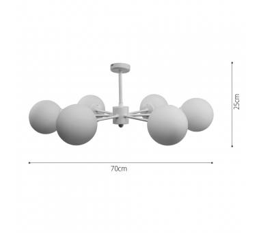 InLight Κρεμαστό φωτιστικό από λευκό μέταλλο και λευκή οπαλίνα 6XG9 D:70cm (5013-6)